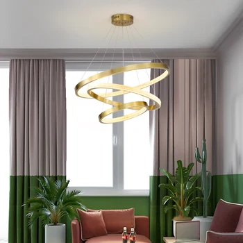 Moderne de Lux CONDUS Candelabru de iluminat camera de zi Lumini Agățat sala de mese lampi Dormitor Inel de Aur Acrilice Corpuri