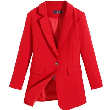 Femei Office Lady Două Bucăți Seturi Solid Roșu Elegant Single-Breasted Guler de Turn-down Sacouri Și Pantaloni lungi 5XL