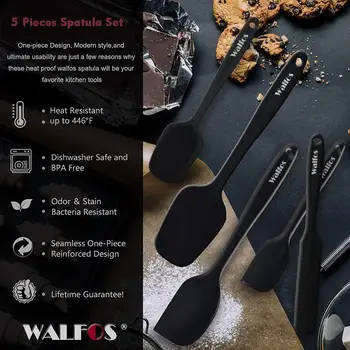 WALFOS 5PCS/Set Non-Stick Spatula de Silicon pentru Copt produse de Patiserie, Rezistent la Căldură Spatula de Silicon Bucătărie cu Ustensile de Gătit Instrument