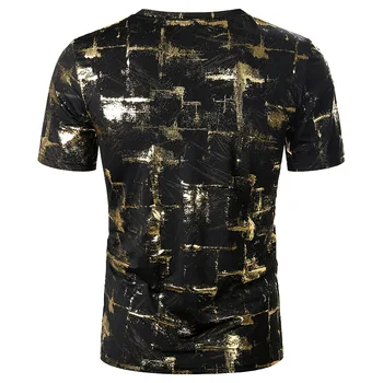 Strălucitoare de Aur Pentru Imprimare T-shirt pentru Bărbați 2020 Brand Nou Short Sleeve V Neck T Camasa Barbati Hip Hop Party Club Scena Îmbrăcăminte Camisetas