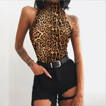 Una Bucata Femei Doamnelor Costume De Întindere Leopard De Imprimare Fără Mâneci Costume De Moda De Sex Feminin Tricou Topuri Slab Salopeta De Vânzare Fierbinte