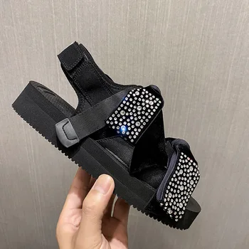 Koovan Femei Sandale 2020 Noua Celebritate Inspirat de Cristal Sandale Zână Cârlig & Bucla de Arc Platforma Pantofi de Plaja Roman de Pantofi Fete