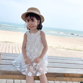 Fete Rochie de Vară 2020 Copil Rochie pentru Copii Rochie din Tul Fetiță de Vară Fluture Moda Pot Alb Rochie de Printesa