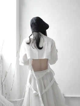 Yamamoto stil cămașă de culoare închisă femei sens de design minoritate personalitate neregulate Sare Camasa Bluza pentru Femei de moda