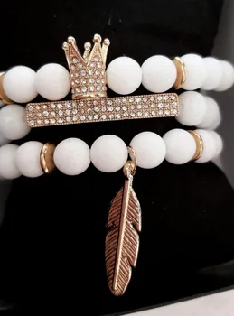 3Pcs/Set Naturale Cristal Opal Brățară de Supraviețuire Yoga Bracelete CZ Coroana de frunze de Aur Margele Pentru Fete Cadou Mai buni Prieteni