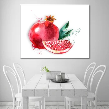 Rezumat Fructe Bucătărie Pictura Decor De Perete De Arta Canvas Rodie Postere Si Printuri Moderne, Decor Sala De Mese Decor