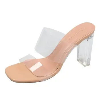 Moda pentru femei Sandale din PVC Transparent cu Toc Sandale Femei Subliniat Toe Pocalul Tocuri Sandale de Vara Sexy Pantofi de Partid Femeie