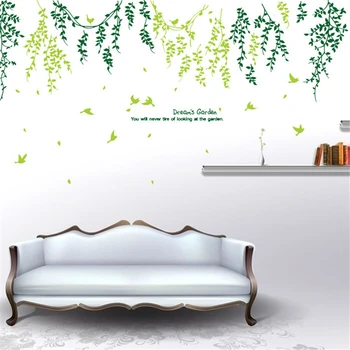 Creative frunze Verzi Proaspete de sticlă autocolant de perete Pentru camera de zi dormitor decorațiuni interioare detașabile autocolante de perete