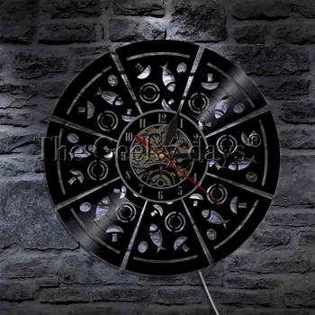Pizza Shop Logo-ul LED Lite Semn de Bucatarie Decor disc de Vinil Ceas Alimente Arta de Perete pizzerie Emblema Light Design Geometric