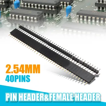 10Pairs/20buc 40Pin 2.54 mm Singur Rând Masculin+Feminin SIL Pin Header Socket Rând Banda Conector PCB Vânzare Fierbinte pentru Arduino