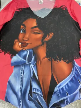 WHEREISART de Mari Dimensiuni Bluza Afro Fete Negru Magic Lady Bluza Melanina Poppin Liber Camasa cu Maneca Lunga Topuri Plus Size V-neck