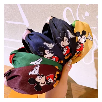 Desene animate Disney Mickey mouse retro mătase de poziționare banda de imprimare de desene animate înnodate toate-meci non-alunecare banda ac de păr bijuterii