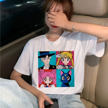 Kawaii Sailor Moon 90 T Camasa Femei cu Maneci Scurte Harajuku Ullzang T-shirt Estetice Anime Drăguț Tricou de Moda de Top Teuri de sex Feminin