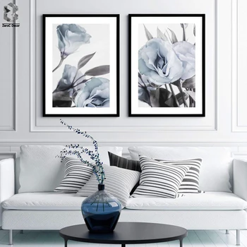 Albastru Flori Lisianthus Tablouri Canvas Floral Postere, Printuri Cadou de ziua Îndrăgostiților Arta de Perete Poze Dormitor Decor Acasă