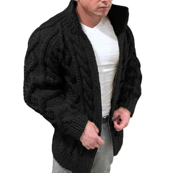 Fierbinte de Îmbrăcăminte pentru Bărbați 2020 Toamna Iarna Nou Pulover Tricot Guler de Stand-up Cardigan de Culoare Solidă Pulover Jacheta Barbati