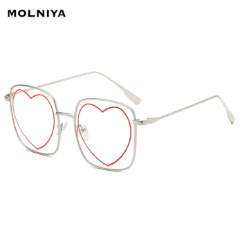 Metal Pătrat Mare Cadru ochelari de Soare Moda Inima Femei de Brand Design Ochelari de Soare Bomboane Culori lentile Ochelari