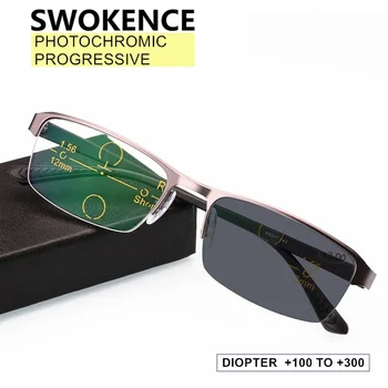 SWOKENCE Progresivă Fotocromatică Ochelari de Lectură a Femeilor de Bărbați, Cameleon ochelari de Soare Pentru Presbyopic de Afaceri Ochelari R137