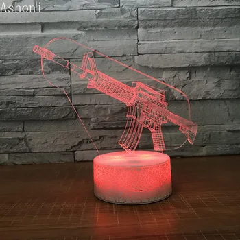 Counter-Strike CS Joc Acrilice M4 A1 Arma 3D Lumina de Noapte Led Lampa Led cu Senzor Tactil 7 Culori Schimbare Lampa de Masa Copii Cadouri