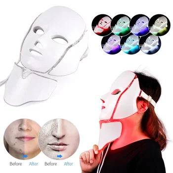 7 Culori LED Masca Faciala Frumusete de Întinerire a Pielii Terapia cu Fotoni Acnee Masca Gât, Pielea Feței Strângeți Îndepărtarea Ridurilor, Albire