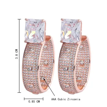 2020 Cupru Alb Complet Inlay Granule AAA Cubic Zirconia Geometrie Rotund Moda Cercei Hoop Cercei Pentru Femei Moda bijuterii