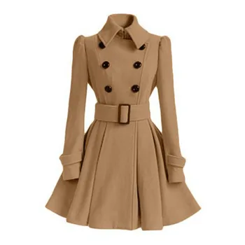 Femei Vintage Haină De Lână Cald Iarna Canadiană Anglia Moda Negru Leagăn Tiv Centura Slim Elegant Retro Lână Albă Palton
