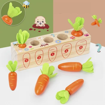 Montessori din Lemn Jucărie Distractiv Digital Introduce Morcov Joc de Coordonare Mana-ochi de Matematica Tabla de Joc Jucarii Educative Pentru copii Copii