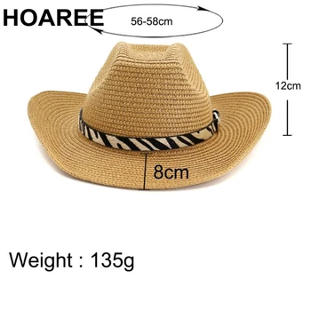 HOAREE Vest Pălării de Cowboy Negru de sex Masculin de sex Feminin Paie Pălărie Plajă Leopard Panama Bărbați Femei în aer liber Primavara-Vara Pălărie de Soare