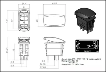 Marin Grad Impermeabil IP66 COMPRESOR de AER Comutator Basculant AMBER lampă cu Led-uri de 5 Pin ON/OFF SPST DC12V 24V
