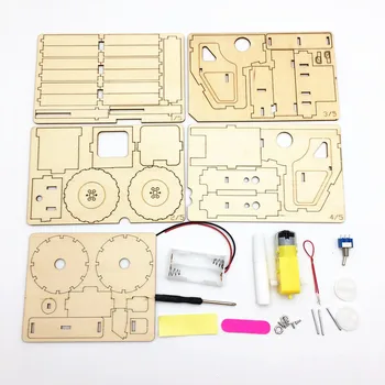 Happyxuan DIY cu Role Rutier Știință Inginerie Kituri de Construcție din Lemn de ABURI Jucarie Copii Creative, Jucarii Educative Proiecte Școlare