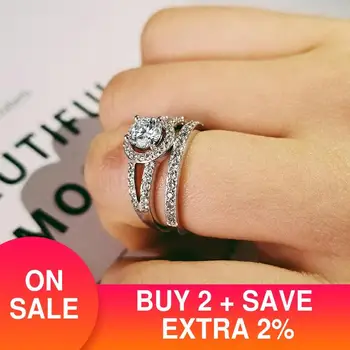 2021 nou de lux halo original argint 925 set inel de nunta pentru femei lady cadou de aniversare de bijuterii en-gros R5145S