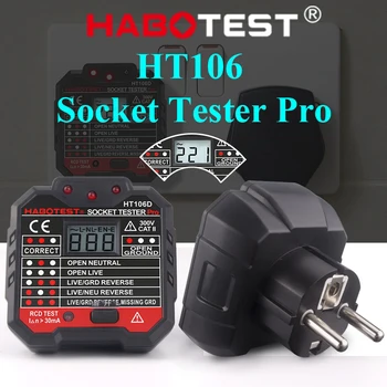 HABOTEST Socket Tester Pro UE Plug Soclu Detector HT106D Electroscop Ground Zero Linie Plug Polaritate Faza Verifica Tensiunea de Test