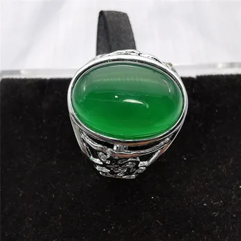 Jadery Argint 925 Inel Vintage Deschide Ajustat Natural Roșu Verde Calcedonie, Jad Inele De Nuntă Pentru Bărbați Bijuterii Cadou De Crăciun 2019