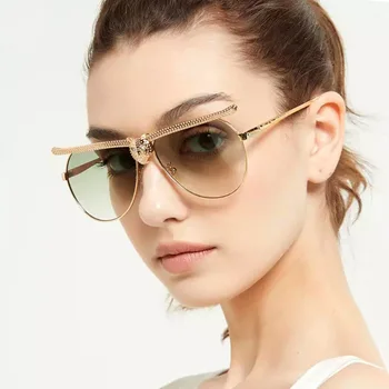 Uri de Lux pe Cap de Pisică Punk ochelari de Soare Femei 2021 Epocă Pilot Steampunk Ochelari de Soare Barbati Oculos Feminino Lentes Gafas De Sol UV400