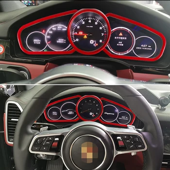3PCS ABS Stil Roșu Instrument tablou de Bord Capacul Panoului Ornamental Autocolante Pentru 2018-up Porsche Cayenne, Pentru 2017-up Porsche Panamera