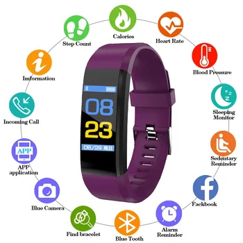 115plus Vânzare Fierbinte Bluetooth Inteligent Brățară Bărbați Tensiunii Arteriale Smart Watch Sport Band Femeile de Sănătate Somn Rata de Inima Smartwatch 20