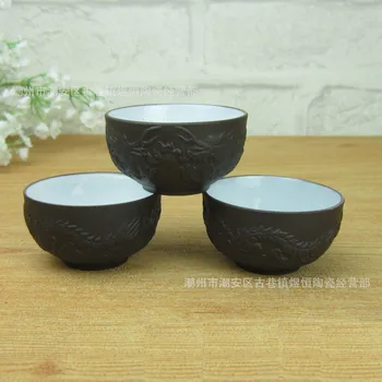 6 Buc/lot Lut Violet Ceașcă de Ceai 60ml Zisha Cești de ceai Ceașcă de ceai Kung Fu Cesti de Dragon din Ceramica lucrate Manual din Portelan Chinezesc Cadou