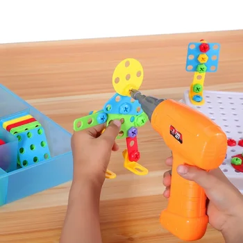 Copiii Burghiu Electric Jucărie Piuliță Demontare Meci Instrument de Creatie Model Mozaic puzzle Jucărie de Învățământ pentru Băiat Proiectarea clădirilor Cadou