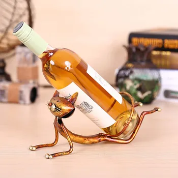 Tooarts Yoga Pisica Suport de Vin din Metal Figurina ModernAnimal Ambarcațiuni 3D Art Cadou Rack de Vin Pentru Biroul de Acasă Decorare Accesorii