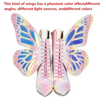 Europene și Americane de fluture cu toc înalt glezna cizme cu toc înalt pantofi pentru femei plus dimensiune a subliniat toe dantela-up glezna cizme
