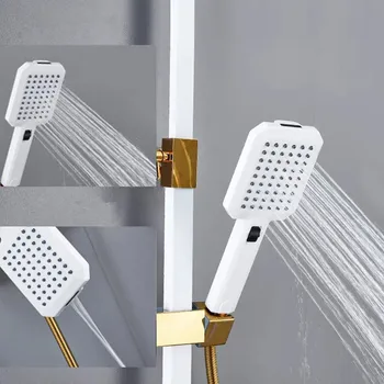 Cada cu termostat robinet de duș set montat pe perete precipitații constantă duș rece și caldă de baie mixer de baie negru, set de duș
