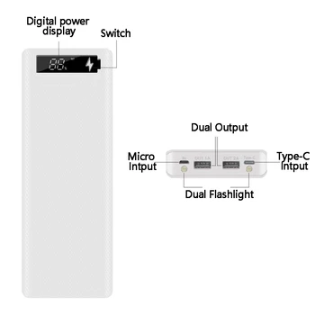 10*18650 de Putere Banca Caz Dual USB Cu Display Digital Ecran, Încărcător de Telefon Mobil DIY Shell 18650 baterie Suport de Încărcare Cutie