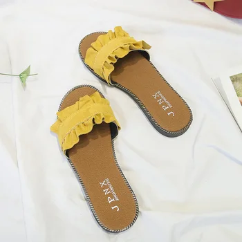 Moda de Vară 2020 Pantofi de Designer pentru Femei Papuci Exterior Plajă, Tobogane Papuci Doamnelor Literare Plat Sandale cu toc