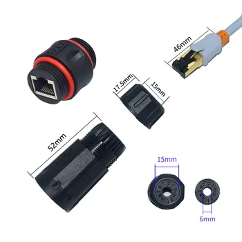 RJ45 Conector Impermeabil M20 4.5-14,5 mm diametru cablu IP68 RJ45 Cablu de Interfață Conectori Port de Rețea Conector de Sârmă