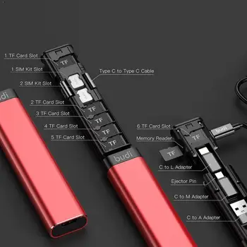 BUDI Multi-funcția Smart Adaptorul de Card de Stocare de Date Multi-Cablu Pentru iPhone TF Xiaomi Profitabilă Caz de Stocare USB Cititor de Cutie