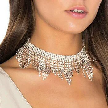 Noua Moda Pietre Ciucure Guler Cravată Coliere Pentru Femei Bijuterii De Nunta De Lux Cristal Declarație Coliere & Pandantive