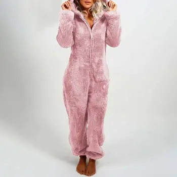 ZITY 2020 Nou Pijama, cămașă de noapte pentru Femei Modelului de Iarnă Sleepwear Mâneci Lungi Plus de Pluș Gros de Pluș Salopeta cu Gluga Homewear Pijamale