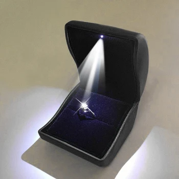 LED Luminat Cercel Inel Cutie de Faux din Piele de Nunta Logodna Bijuterii Display Fierbinte