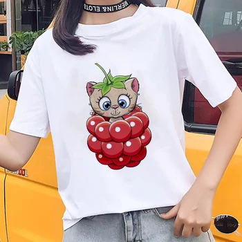 Noi Drăguț pisoi amuzant imagine de imprimare Tricou Casual Harajuku Femei T-Shirt de Vara alb cu maneci Scurte Haine Casual tricou