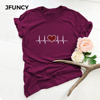 JFUNCY Plus Dimensiune 2020 Nou Print T Shirt Femei Supradimensionat de Vara tricou Femei din Bumbac cu Maneci Scurte Tee Top Femeie Tricou Vrac