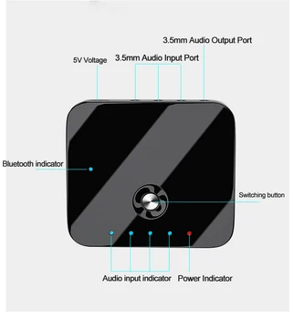 Receptor Bluetooth 5.0 Wireless 3.5 mm Aux Adaptor 3 IN 1 iesire Audio Switcher pentru Masina de PC Amplificator de Putere Difuzor Converter